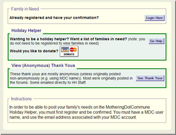 MotheringDotCommune Holiday Helper - screen caps